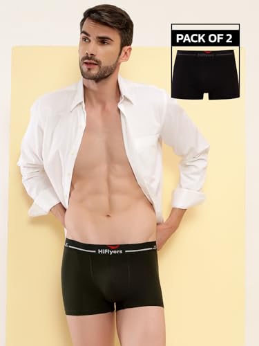 Image of HiFlyers Men's Cotton Spandex Odour-Free, Long Lasting Comfort, All Day Fresh and Confidence Dark Knight Collection Solid Trunks