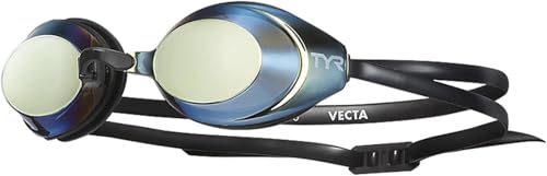 Image of TYR Vecta Racing Mirrored Adult Fit Swimming Goggles (Gold /Black)