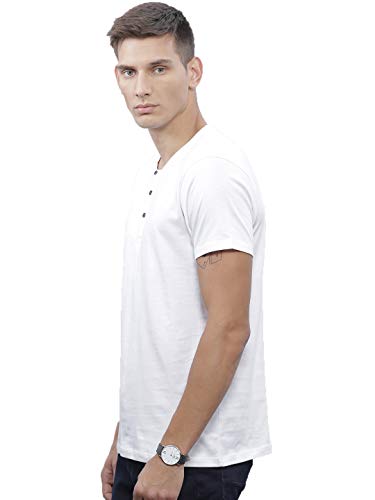 Image of LAZYCHUNKS Henley Neck Men's Cotton Half Plain Sleeves Slim Fit T-Shirt | Round Neck Men's Tshirt | Solid Colors | Summer Wear | - Multicolor