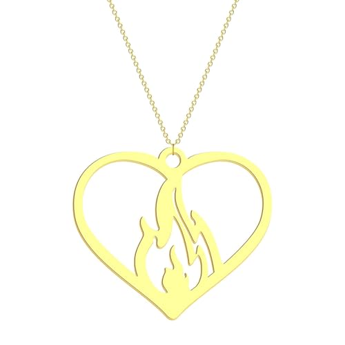 Collier pendentif cœur enflammé pour femmes aux finitions soignées style bijoux de mariage