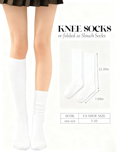 Image of Buauty 3 pairs Knee High Socks for Women, Casual Tube Socks, Athletic Socks Solid & Striped Sport Socks Outdoor Fashion