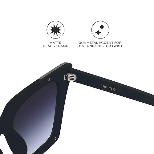 TOPFOXX - The CEO Faded Black - Square Oversized Sunglasses for Women with UV400 Protection3