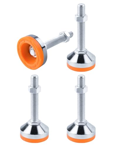 Tycoonest 4 PCS M16xThread 100xBase 60 Leveling Feet Adjustable Carbon Steel Machine Feet Heavy Duty Furniture Leveler for Furniture,Table, Cabinets, Workbench