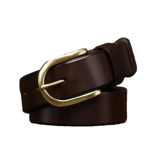 Men Handmade Vintage Leather Belts Copper Pin Buckle Jeans Belts