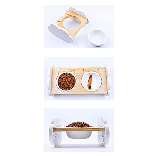 RTHGTFGW Comedero Perro Tazón doméstico for Mascotas con Estante de Madera Maciza, Boca Oblicua de Alto Precio for Proteger la Columna Cervical, Adecuada for Gatos y Perros (Size : Medium)