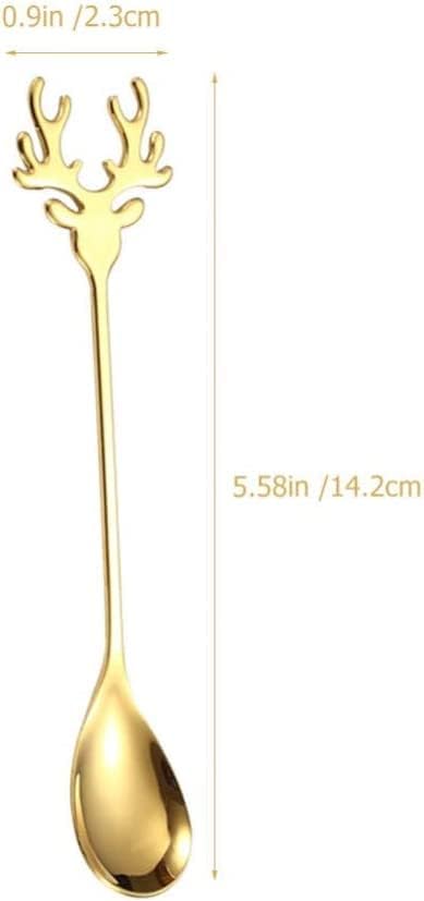 Miniatura 3 de 4 cucharas de café de acero inoxidable, cucharas de cornamenta de renos, cucharas de expreso, cucharas pequeñas para postre, té, aperitivo, yogur,