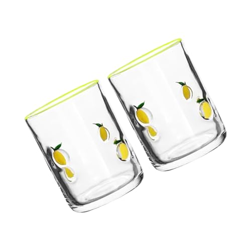 BUBEFSKD Paar Vintage Säftegläser Mit Zitronenaufdruck Robuste Glaswaren Mit 14oz Fassungsvermögen Ideal Für Cocktails Wasserdekorationen Vintage Homes Trinkgeschirr Set