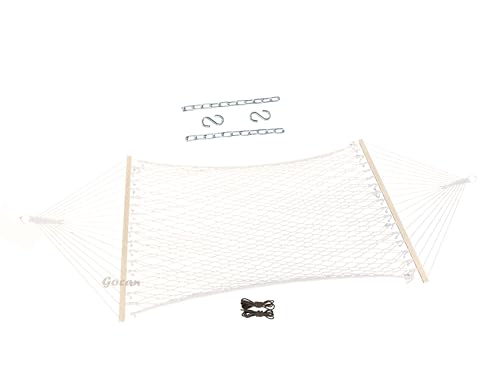 GOCAN Hamac en maille, hamacs en corde de coton avec crochets en chaînes et sangles pour arbres, adaptés aux supports de 2,74 m à 4,57 m pour l'extérieur...