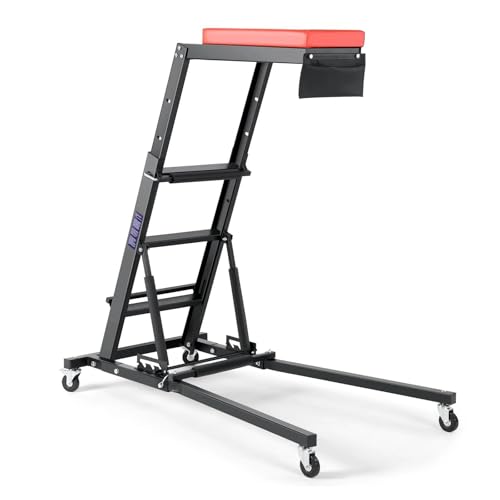 EGUIAS Silla Mecánico con Taburete Taller Camilla de Plataforma para automóvil con Altura Ajustable, Capacidad de 400 Libras, 4 Ruedas giratorias para reparación de automóviles