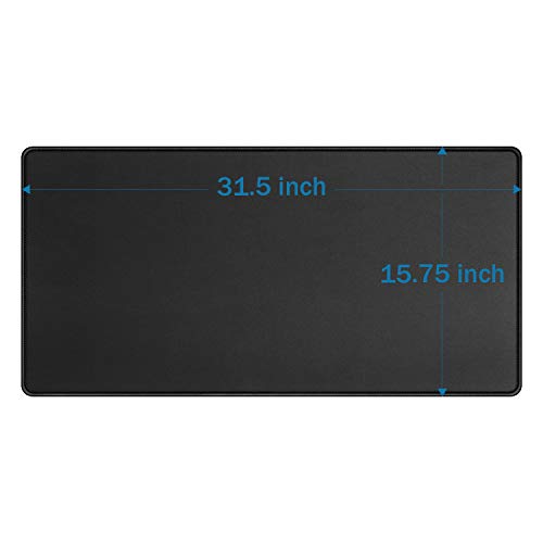 Extended Gaming Mouse Pad With Stitched Edge 31.5×15.75×0.12 Inches Premium-Textured Non-Slip Rubber Base Mouse Mat Mousepad For Office & Home, Black (1 Pack) #TOP1