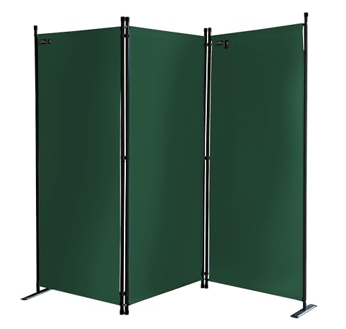 QUICK STAR Paravent 3 Teilig 170 x 165 cm Grün - Garten & Balkon Sichtschutz Stellwand Innen & Außen - Raumteiler Trennwand Faltbar Blickdicht & Wetterfest