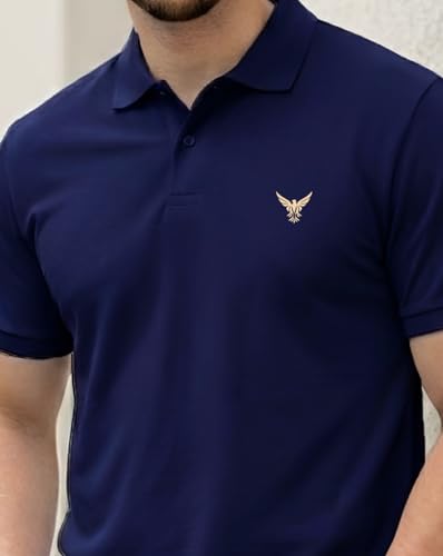 Image of AUSK Men's Half Sleeve Regular Tshirt Colorblock Polo Neck Black