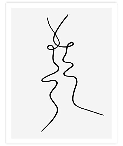 The Kiss, Print of Original Abstract Drawing Wall Decor Wall Art Print Poster Modern Contemporary Boho Home Decor 11x14 Inches, Unframed