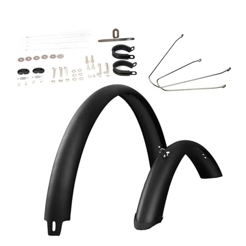 rockible Road Bike Fenders Mountain Bike Mud Guards Replacement Extra Wide with Mount Hardware Waterproof Wheel Fenders Front and Rear, 27.5 in Silver Brace