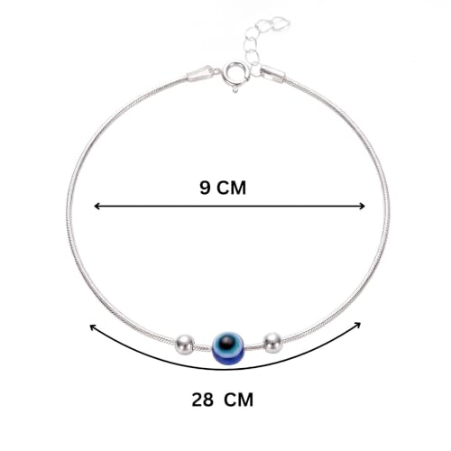 Image of 925 Silver Evil Eye Anklet for Women | Adjustable Charm Payal