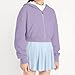 Girls Casual Long Sleeve Hoodies Cute Oversized Cropped Full Zip Up Sweatshirt Tops Workout Fashion Lightweight Jackets Coat with Pockets Purple