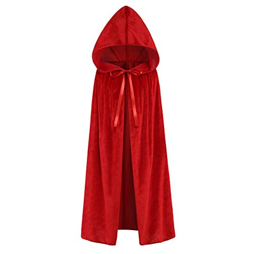 Regenboog 51inch Red Velvet Cape with Hood,Women Cloak with Hood,Christmas Halloween Costumes,Masque