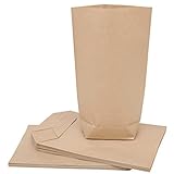 30 x Papiertüten Braun Kleine (15 x 22 x 5,5 cm) mit Kreuzboden, Kraftpapier Geschenktüten Kreuzbodenbeutel Tüte Bodenbeutel für Adventskalender, Ostern, Bastel Geschenke Kommunion Hochzeit