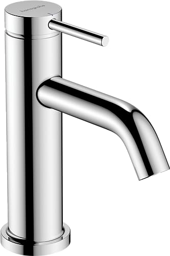 hansgrohe Tecturis S – Grifo de lavabo para agua fría, grifo baño con caño altura 80 mm, grifo mezclador de ahorro de agua (EcoSmart+), cromo