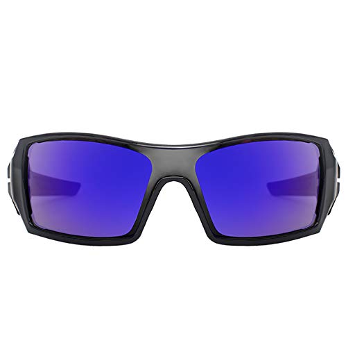 Maxjuli Sports Shield Sunglasses For Men Women （Black/Bluish Violet） #TOP2