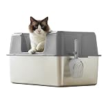 【OFT】 ステンキャットトイレ L ハイタイプ グレー ステンレス 猫トイレ 清潔 シンプル 丈夫 飛び散り防止 飛散 サイズ(約):幅60cm×奥40cm×高35.5cm
