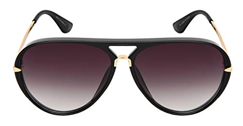 Designer Inspired Fashion Aviator Sunglasses for Men Women Flat Gradient Lens UV Protection 53114-FLAP-1(BLK.ap)2