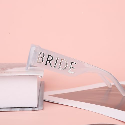 BOXOB Bride Sunglasses for Women, White Square Frame Bridal Sunglasses Bachelorette Party Accessories Bridal Shower Decor Bridesmaid Gifts Bride to Be Favors Bach Party Supplies4