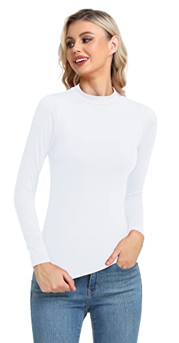 Women's Basic Long Sleeve Thermal Top Lightweight Mock Neck Shirts Slim Fit Layer Soft Top2