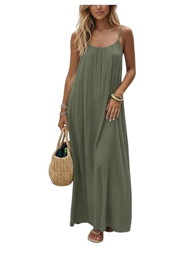 Image of SHENHE Women's Open Back Spaghetti Strap Beach Maxi Dress Loose Flowy Vacation Sundress