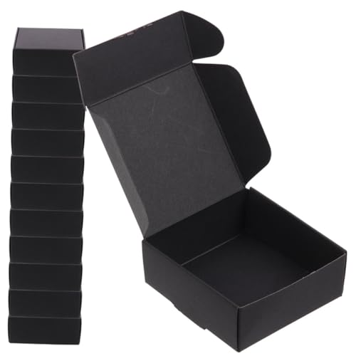 SOLUSTRE 25 piezas Caja de Papel Negra para Embalaje y Envío de Unidades Resistente y Portátil Cajas Pequeñas para Envíos y Almacenamiento Práctico