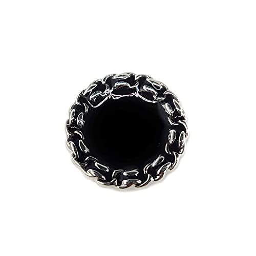 Craftisum 20pcs Classic Silver Metal Base Black Enamel Sewing Shank Buttons