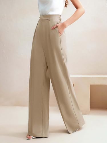 Image of KOTTY Trendy Beige High Rise Formal Straight Trousers for Women's Wardrobe Essential