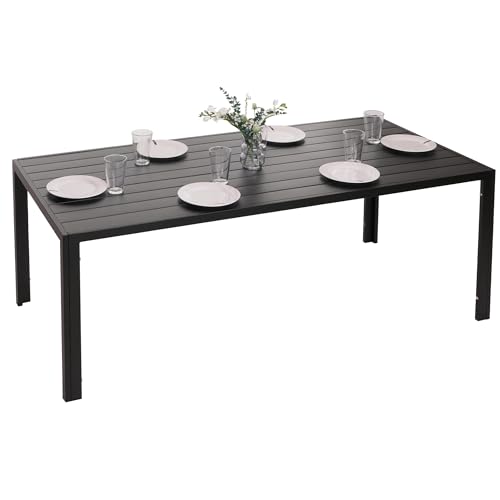 Mendler Alu-Esstisch HWC-N40, Tisch Bistrotisch Gartentisch Balkontisch, wetterfest 180x80cm - anthrazit
