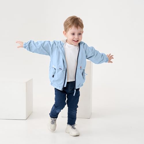 Image of Volunboy Toddler Boys Windbreaker Casual Outerwear Kids Lightweight Zip Hooded Jacket Baby Cute Dust Coat