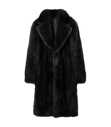 Image of INVACHI Men's Faux Fur Coat Winter Long Faux Mink Coat Fluffy Thick Trench Coat for Men
