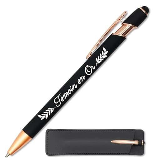 Bolígrafo personalizado de oro con funda de piel, ideal como regalo de testigo de boda, bolígrafo de metal 2 en 1 táctil con grabado láser, original y elegante para regalar (Negro) | Ya disponible en tu tienda friki favorita! En mundofriki.es!