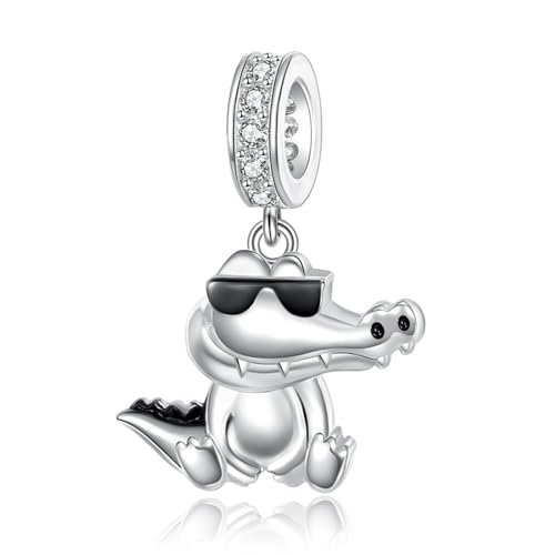 URONE Alligator Charm Beads for Bracelet 925 Sterling Silver Crocodile Charm Pendant Alligator Jewelry Gifts for Women