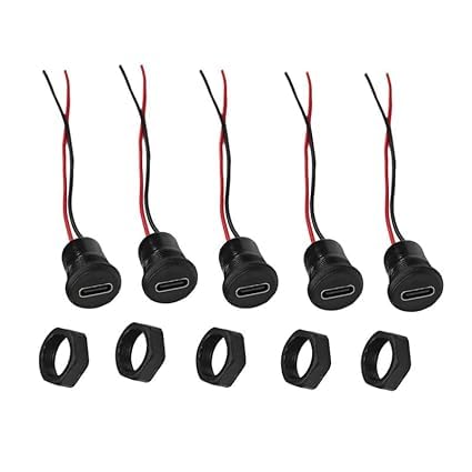 5 Pcs Type C Female USB Panel Mount Socket Connector with Wire for Electronic Circuits and DIY Kit.-image-48