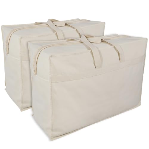 franknatur 2x Aufbewahrungstasche Bettdecken Baumwolle Tasche Aufbewahrung Kleidung Kissen