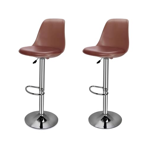 Image of RW Rapid Bar Stool Chair with Height Adjustable Design, Padded Seat & Footrest | Modern Metal Counter Stool for Kitchen, Home, Bar & Cafe Seating | Durable Comfort Chair (Tan, Set of 2)