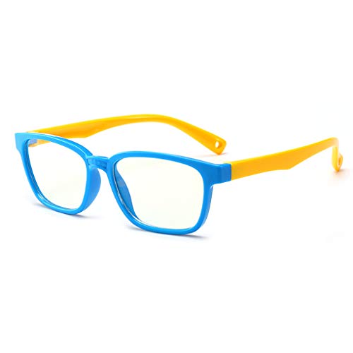 JUSLINK Flexible Blue Light Blocking Glasses for Kids Age 3-10 (Blue+Yellow)
