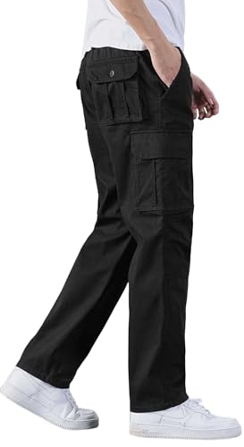 HUNGSON Mens Casual Hiking Pants - Cotton Drawstring Fashion Cargo Pants Hiking Outdoor Pocket Working Pants2