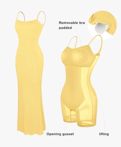 Image of Popilush Maxi Bodycon Dress with Built in Bra, Long Shapewear Dresses | Tummy Control, Floor-length, Formal Occasions, Wedding Guest and Engagement
