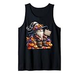 funny autumn gnome graphic for women men and kids hello fall canotta