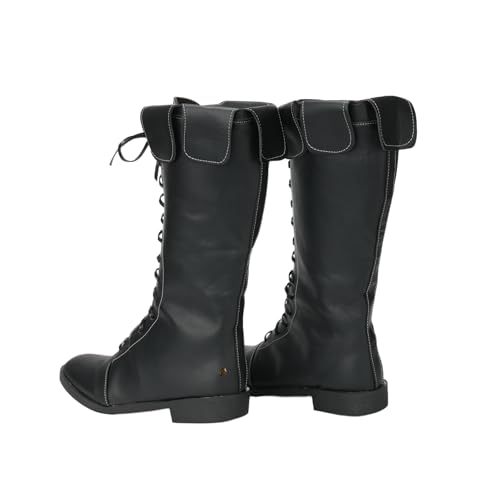 Image of Mens Renaissance Boots Medieval PU Leather Pirate Boots Western Cowboy Chic Knight Shoes