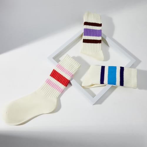 Image of American Trends Tube Socks for Women Striped Slouchy Scrunch Retro Socks Vintage Cute Crew Sock
