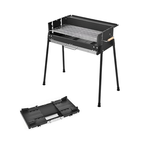 genérico Parrilla de carbón portátil pequeña, Kit de Barbacoa Plegable, fácil de Transportar, para Camping con Patas Desmontables y especiero, Ideal para barbacoas, Fiestas y picnics al ai