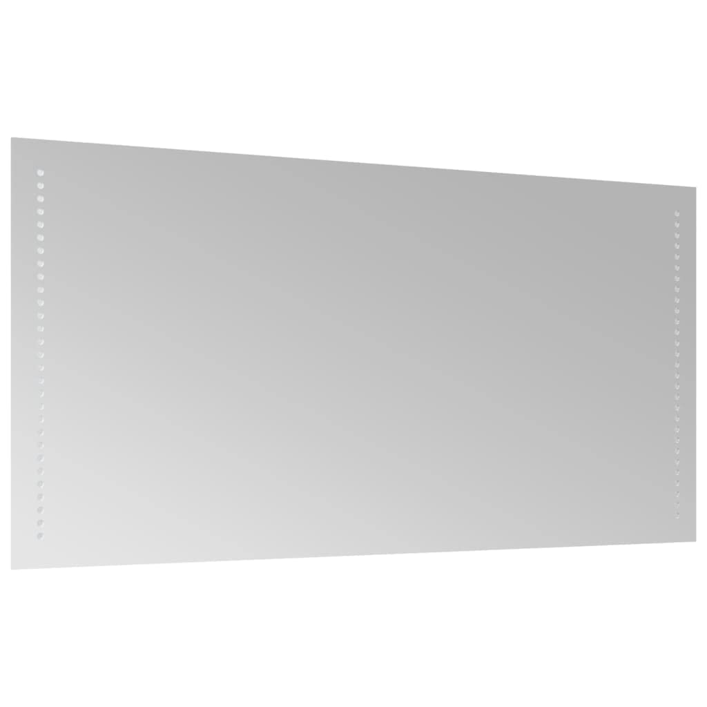 Lustro łazienkowe LED ze szkła, 50 x 100 cm, z oświetleniem USB, klasa wodoszczelności IP65, do łazienki, przedpokoju i makijażu, do mocowania na hakach ściennych