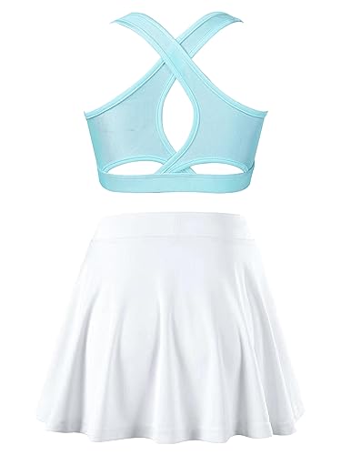 YEAHDOR Girls Tennis Golf Sports Outfit Sleeveless U Neck Tank Top with Pleated Skort Skirt Set Gym Dance Tracksuit2