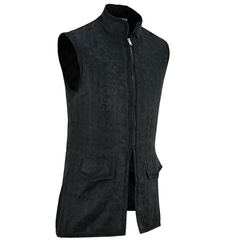 Darkrock Men's Long Waistcoat Vest Black Gothic Steampunk Victorian Aristocrat2